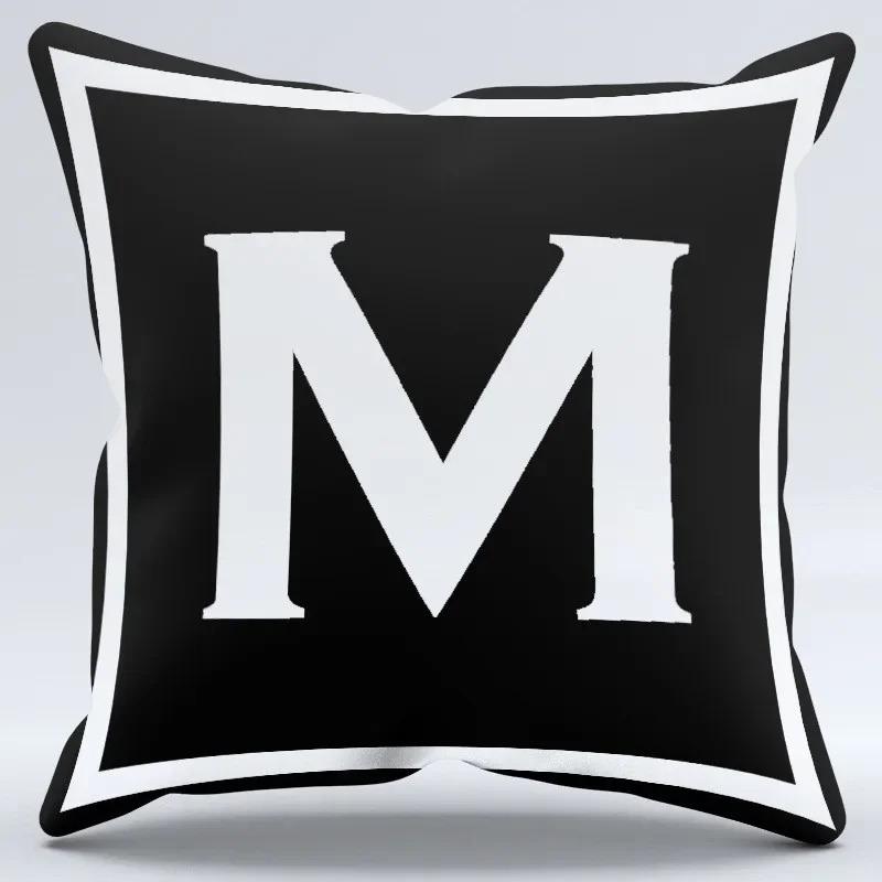Simple Black And White Letter Printed Pillowcase Decorative Pillow Cushion Cover Suitable For Home Sofa Car Office Cushion
