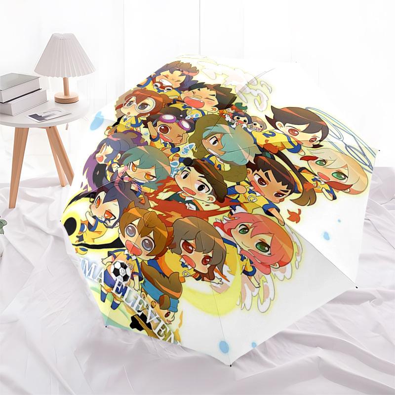 1pc Jazuma Eleven Chibi Characters Outdoor Umbrella - Automatic Opening/Closing, Portable 3-Fold Design with 8-Bone Iron Frame - Perfect Gift for Fans