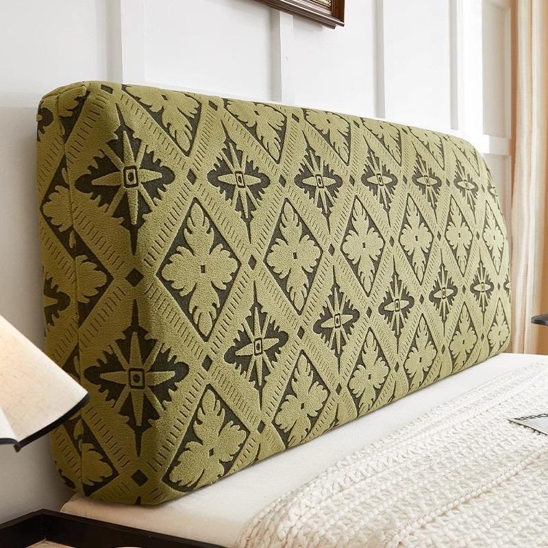 Comfort All-inclusive Bed Backrest Cover Jacquard Bed Headboard Cover Elastic Retro Style Bed Head Slipcover In Bedroom Decor