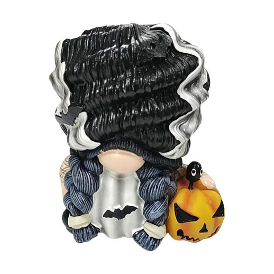 Halloween Gnome Figurine, Small Resin Pumpkin Gnome Statue, Wizard Witch Gnome Ornament for Home, Garden, Tiered Tray, Tabletop Decor