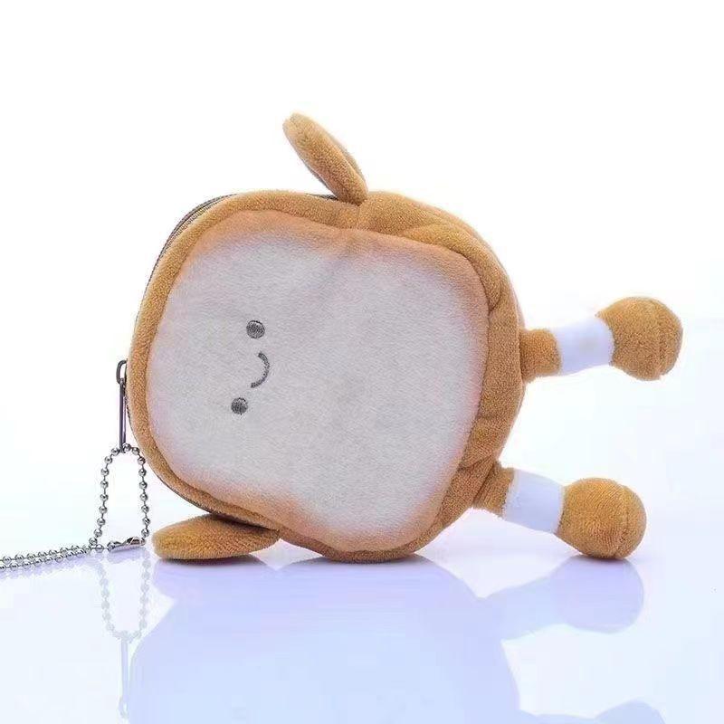 Female Toast Cute Expression Coin Purse Pendant Japanese Plush Storage Bag Korea Small Wallet Ins Style Creative