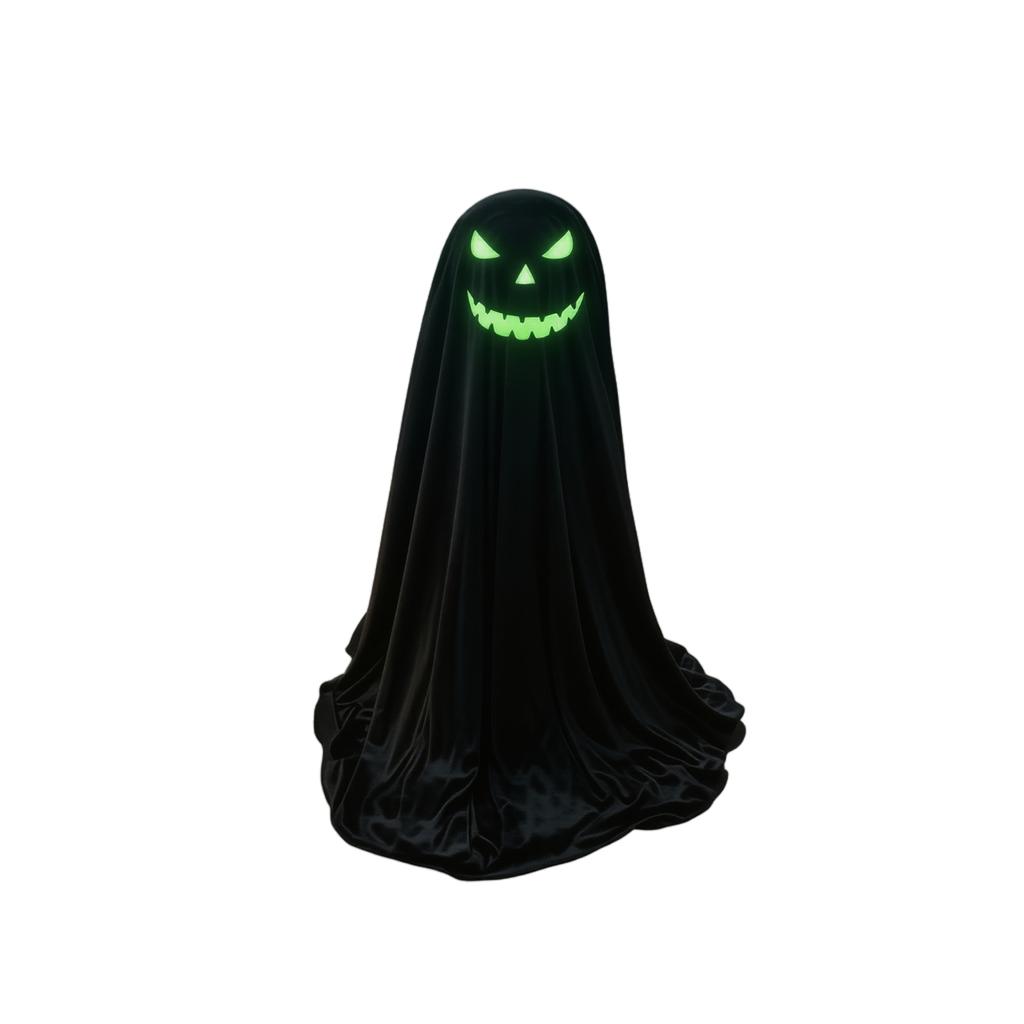 Adjustable Halloween Ghost Decoration with Luminous Face and Extendable Height for Indoor Outdoor Holiday Display 65 To 120cm Requires AA Batteries