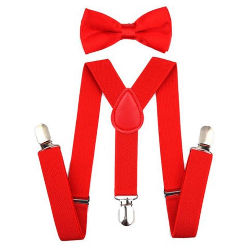Boys Girls Kids Adjustable Elastic Y-Back Braces Baby Suspenders Set Bow Tie Butterfly NeckTie Weddi