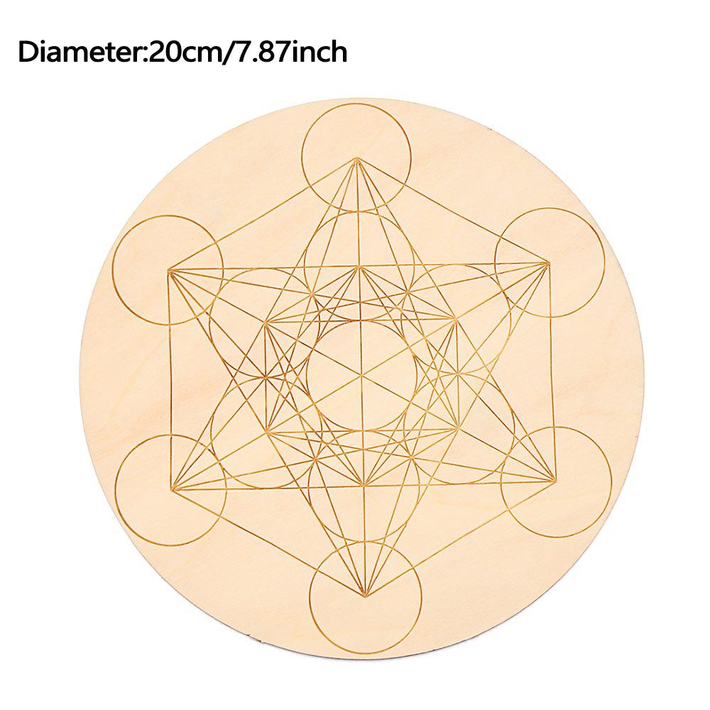 Symbole Naturel Bois Chakra Fleur de vie Tapis Énergétique Bord Arrondi Cercles Sculptés Sous-verre Pour Ensemble Pierre Cristal Décor Mural Cuisine
