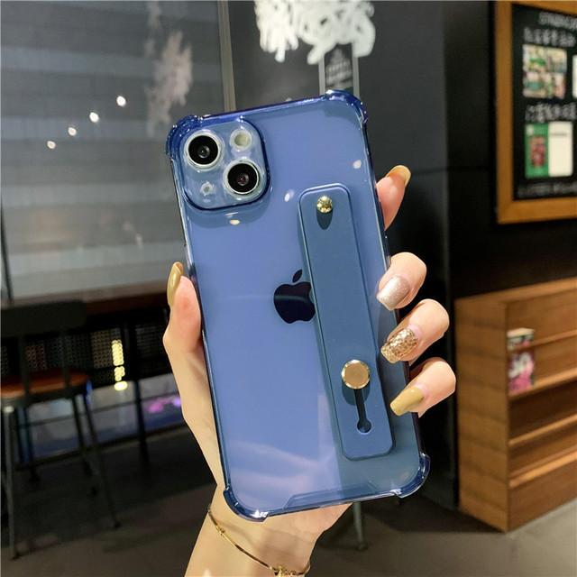 

Флуоресцентный противоударный чехол с ремешком на запястье для Iphon 13 12 11pro Max Xr Xs Max X 7 8 Plus, прозрачный мягкий держатель-подставка, задняя крышка For iphone 13