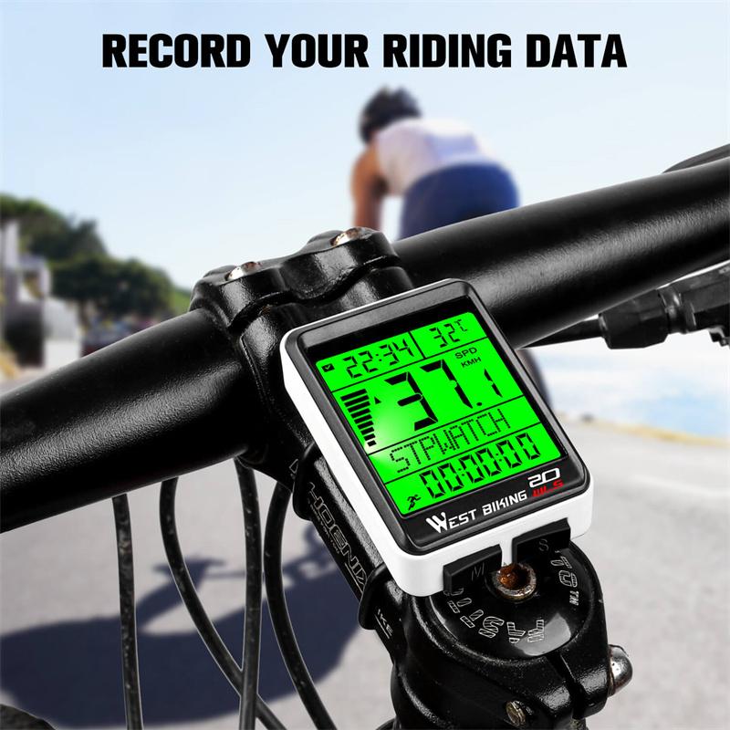 WEST BIKING 5 Sprachen Kabellos Wasserdicht Multifunktionaler Fahrradcomputer Cycling MTB Kilometerzähler Rennrad Stoppuhr Tachometer