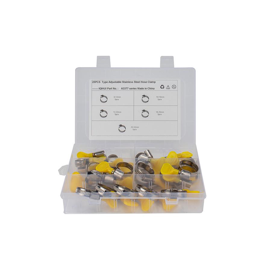 New 25PCS 8MM-32MM Key Type Adjustable Stainless Steel Hose Clamp Pipe Clamp