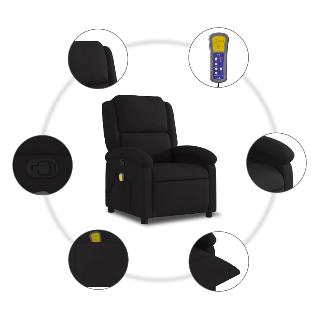 Vidaxl Foldable Massage Armchair, Black, Fabric Upholstered