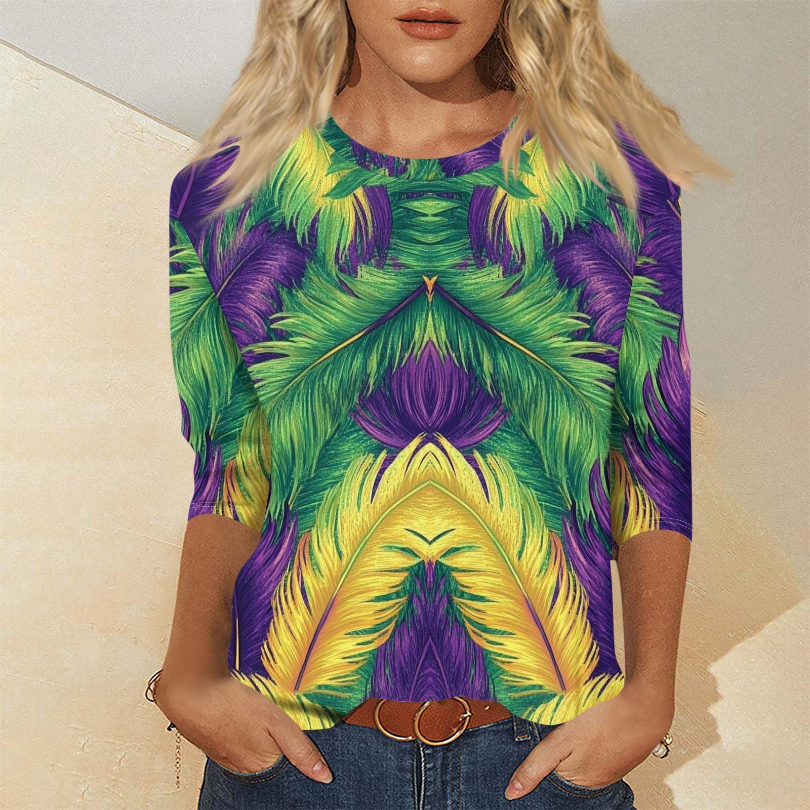 

Женская мода повседневный свитер с семью рукавами и принтом Марди Гра XL фиолетовый