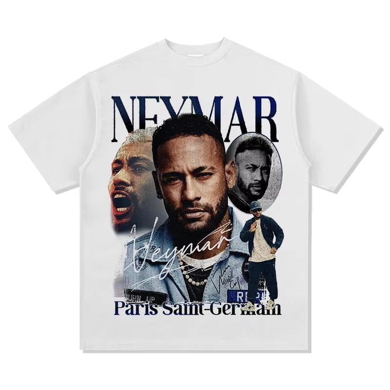 Stars Male And Female Mbappe Printed Short Sleeved Tshirt Casual Loose Cotton Round Neck Brand American Trend Street Tshirt