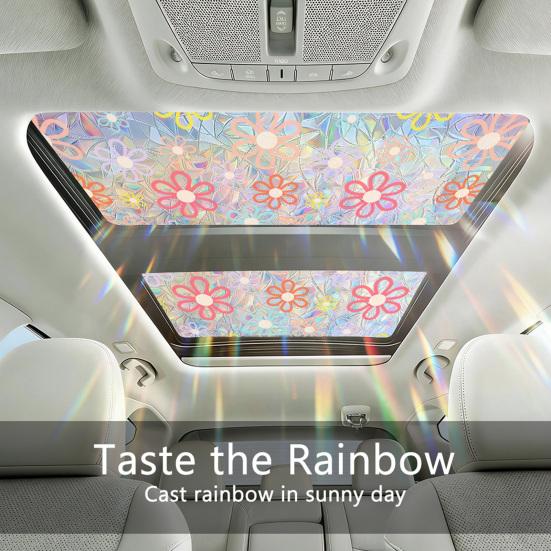 Window Privacy Film Stained Glass Floral Decorative Window Clings Colorful UV Blocking Static Glass Decals for Bedroom Living Room