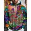 Unisex psychedelischer bunter Pilz Frosch Graffiti 3D-Druck Hoodie Fantasy Cartoon Langarm Oversized Kapuzenpullover