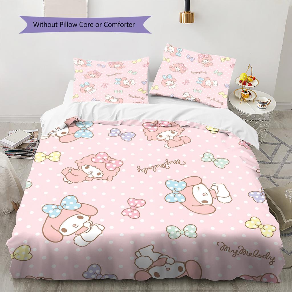 My Melody Pattern Bedding Quilt Set Home Decoration Gift (1 * Duvet Cover + 2 * Pillowcase Without Core)