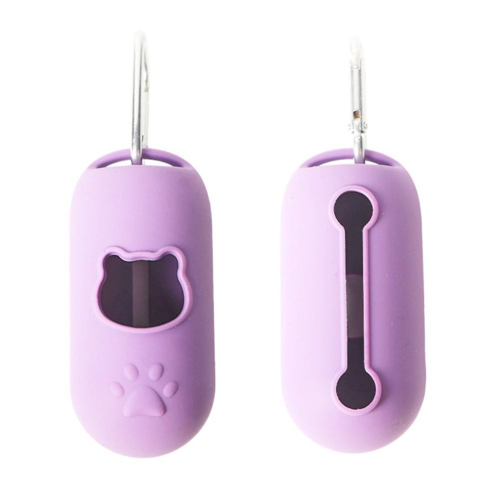 

Soft Silicone Dog Poop Bag Holder with Buckle Large Capacity Dog Garbage Holder Cat Pattern Easy to Use Pet Poop Bag Clip фиолетовый