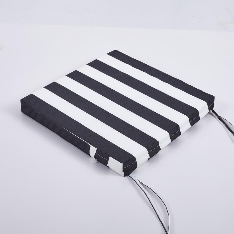 Solid Color Square Cushions Outdoor Waterproof Patio Cushions Striped with Binding Strap for Garden Sofa Chair Seats Decoration