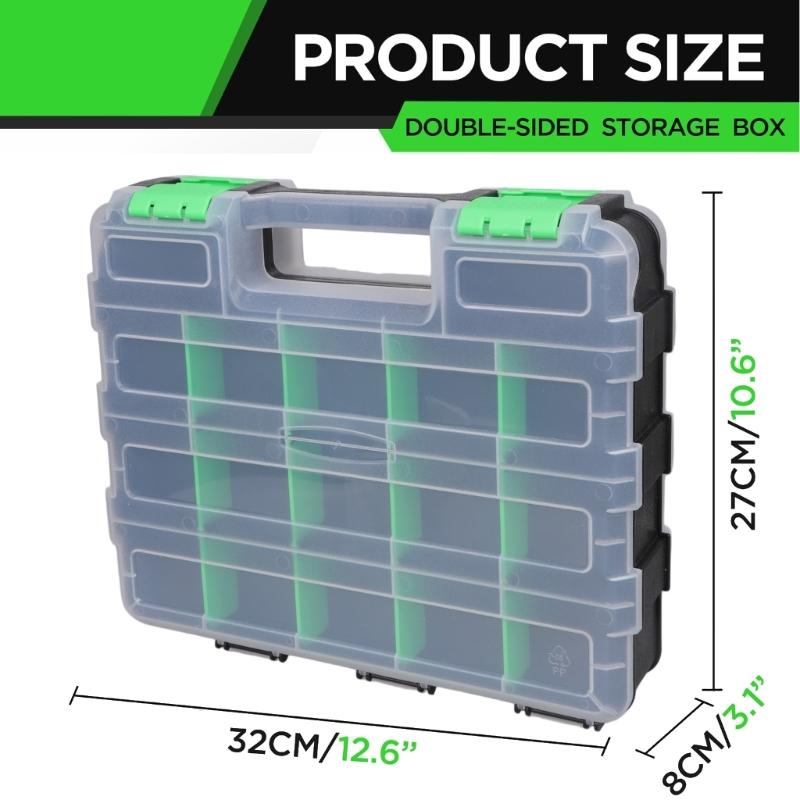 Transparent Plastic Tool Organizer Box Adjustable Compartment Secure Lock Ergonomic Handle for Hardware Accessories