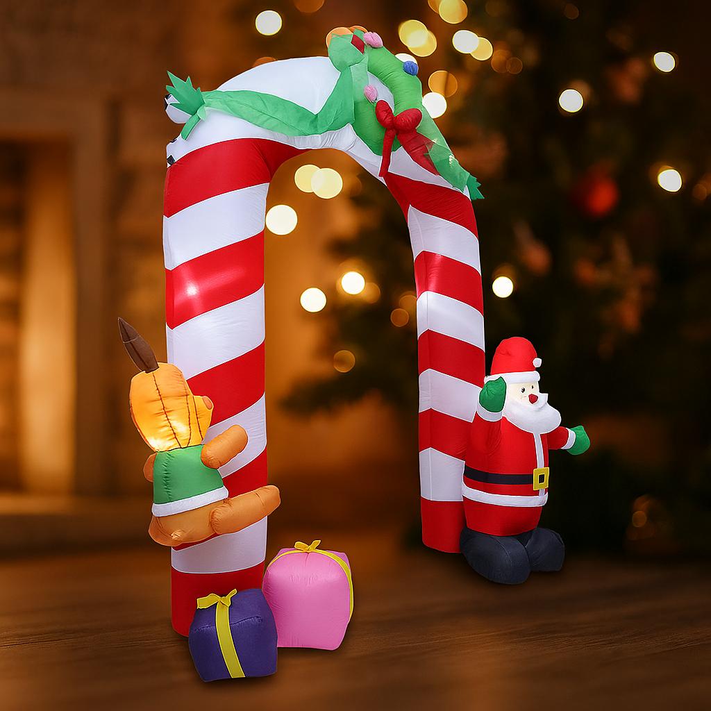 7.8FT Christmas Yard Decor Inflatable Archway Claus Santa Sleigh Gift with LED Xmas Toy Supplies Home Decoration Ornament Gift