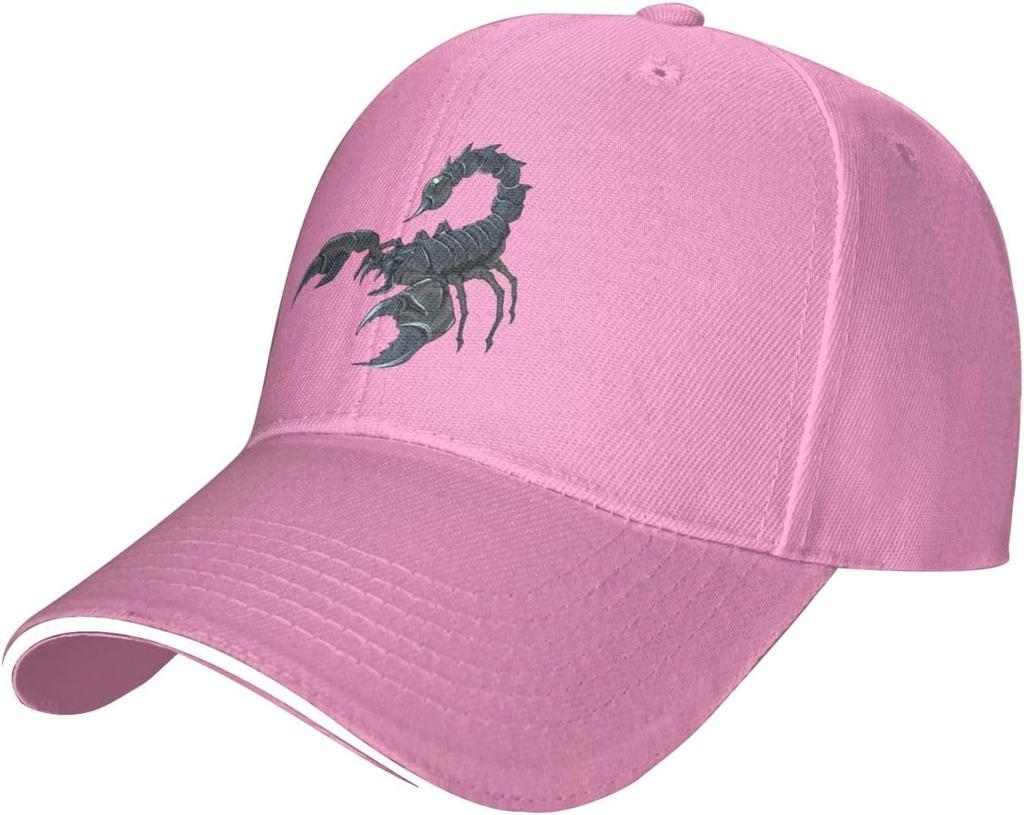 Scorpion Black Graphic Baseball Cap Adjustable Unisex Polyester Casual Sun Hat