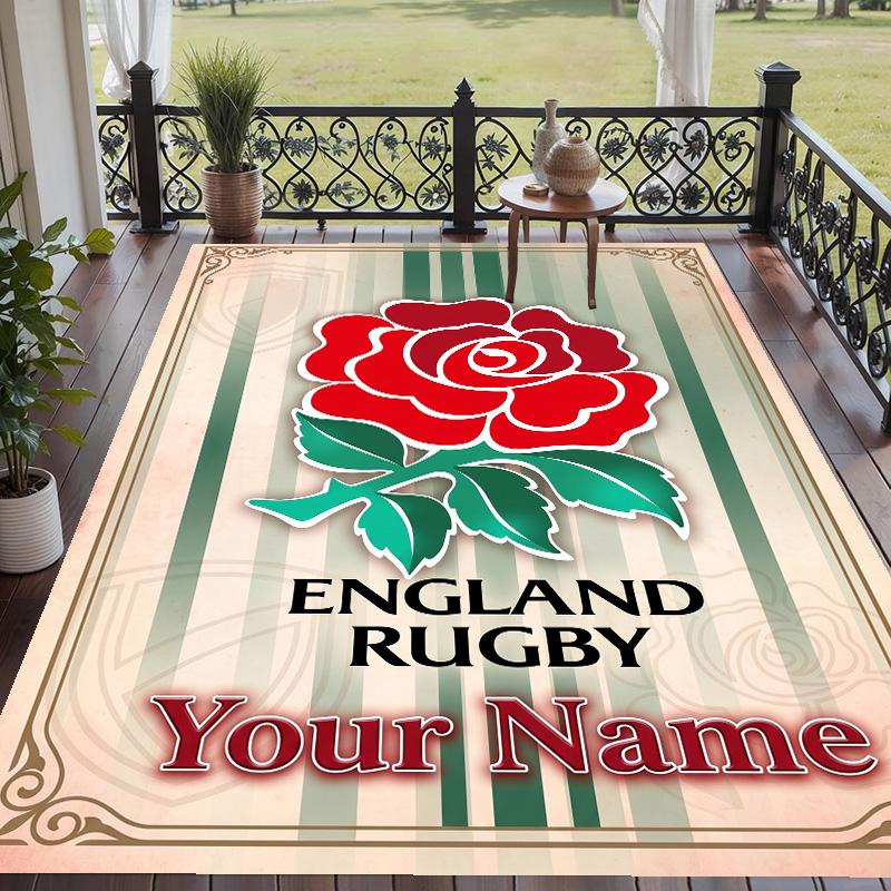 Custom Text Printed Rug England Rugby Non Slip Floor Carpet For Home Room Decor