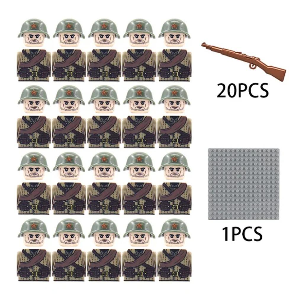 Kinderbausteine Chinesisches Spielzeug Neuer WW2 Soldat Militär Armee Mini-Puppen Nationales Bündnis Offizier Gewehrriemen Spielzeug Großhandel