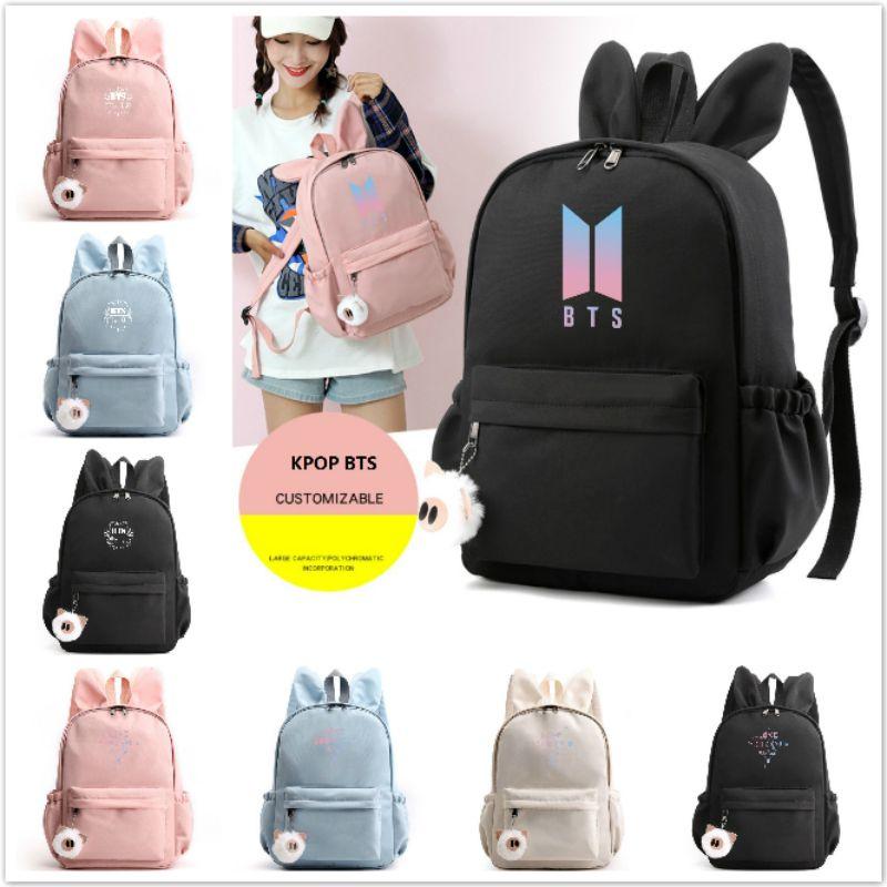 Bunny Kpop Bts Rabbit Ears Backpack Girls School Bags V With Piggy Pendant Plush