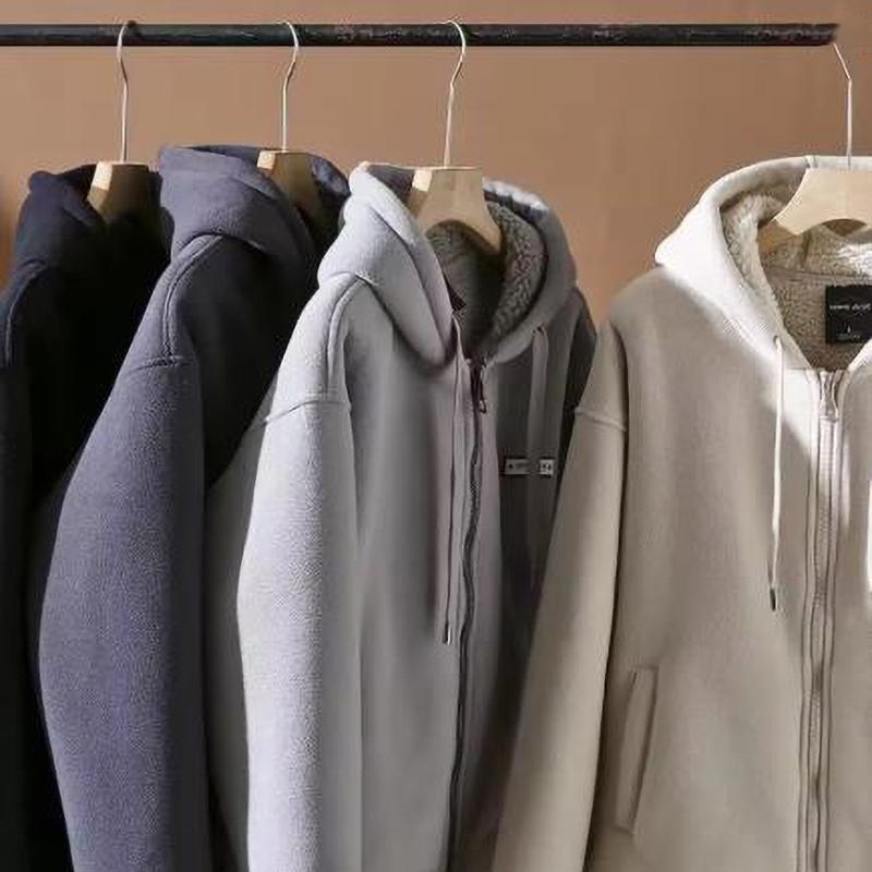 Autumn Winter Fashion Fleece Thickened Warm Hooded Coat Men's Casual Loose Sports Jacket