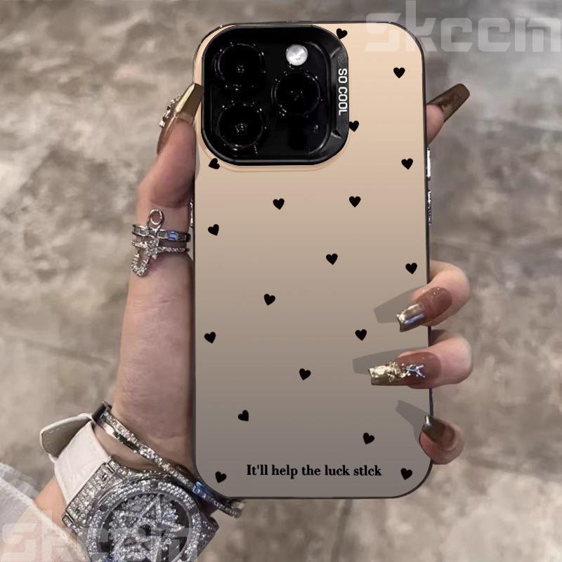 Black Minimalist Style Small Heart Pattern Phone Case For Samsung Galaxy S20 S21 S22 S23 S24 S25 Plus Ultra FE A53 A54 A55 Cover