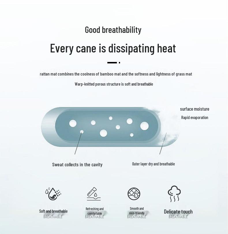 Summer Artemisia Rattan Three-Piece Foldable Double Bed Mat Set