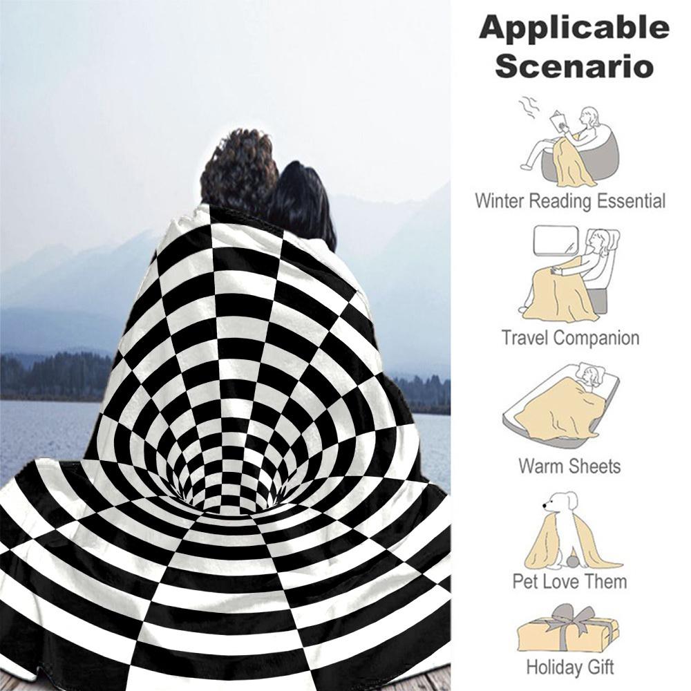 1PC Checkerboard TunnelOutdoor Flannel Blanket - Soft Plush Decor for Picnics, Camping, Bedroom, Playroom, Office, or Lunch Break 1369A
