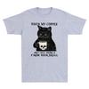 Black Cat Touch My Coffee And I Will Drink It From Your Skull Funny Men T-shirt