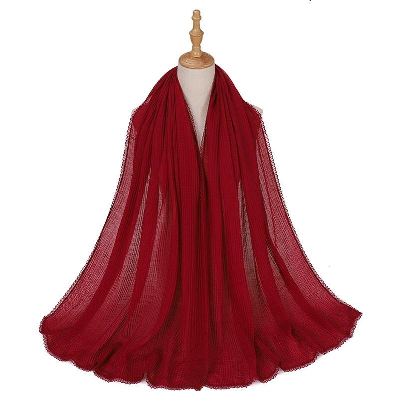 New Malaysia's Imitation Cotton Lace Scarf Honeycomb Wrinkle Veil Scarf Women's Shawl Head Scarves