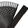 Stylish Kimono Iroha Fabric Folding Fan with Fan Dyed Checkered 22cm Men's Bag, Bone, Pattern, (Black)