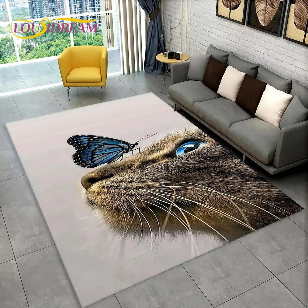 Cute Cat Cartoon Area Rug,Carpet Rug for Living Room Children's Bedroom Sofa Doormat Decor,Kids Play Crawling Non-slip Floor Mat