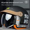 Junhao Electric Motorcycle Helmet with Hidden Lens - Unisex DOT-Certified Retro Harley Style