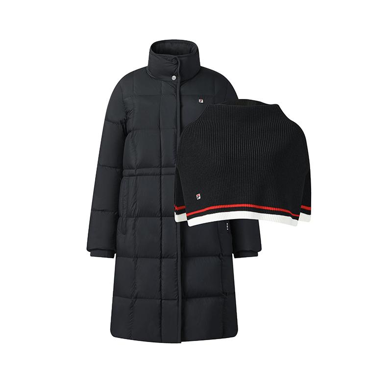 FILA Heritage Classic Fashion Casual Versatile Comfortable Warm Removable Two-Piece Mid-Length Down Jacket Women outerwear F11W548908FNV
