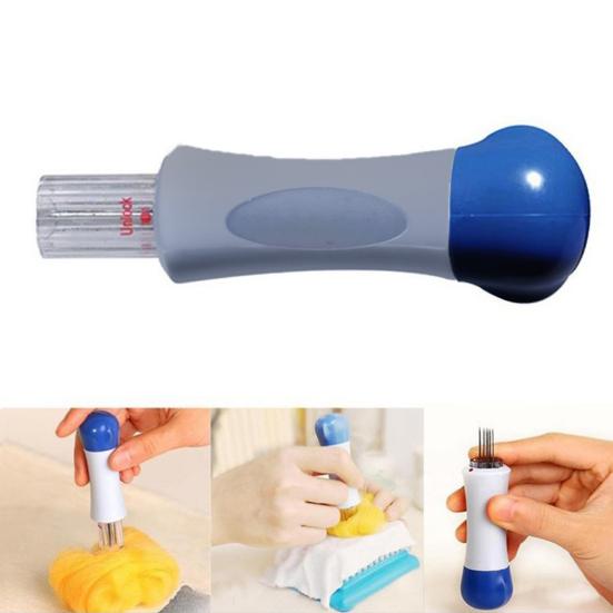 Knitting Needle with 7 Needles Laber-saving Plastic DIY Anti-slid Handle Exquisite Felting Sewing Needle for Clothes
