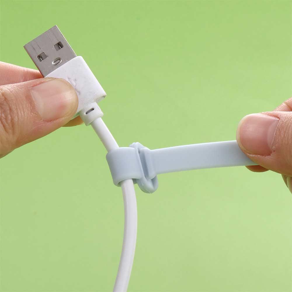 Office Desk Elastic Reusable Home Zip Ties Wire Management Clip Straps Cable Organizer