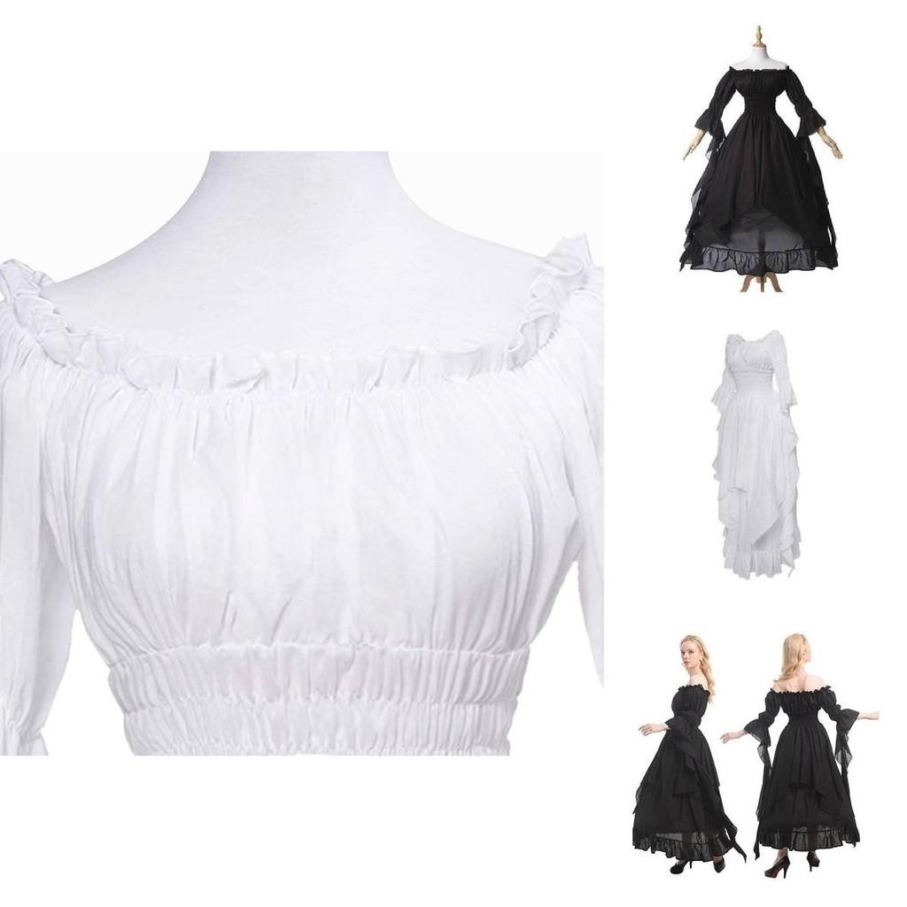 Qita Mittelalterliches Halloween Cosplay Kleid mit Bindetaillenband und Hofstil langem Rock Europäische und Amerikanische Fantasy-Elemente Größen S-xxl)