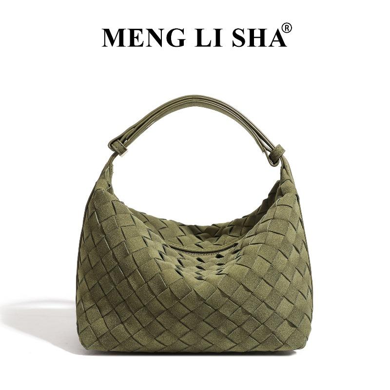 Suede woven lunch box bag retro fashion single shoulder underarm dumpling bag niche fashion high sense portable women's bag