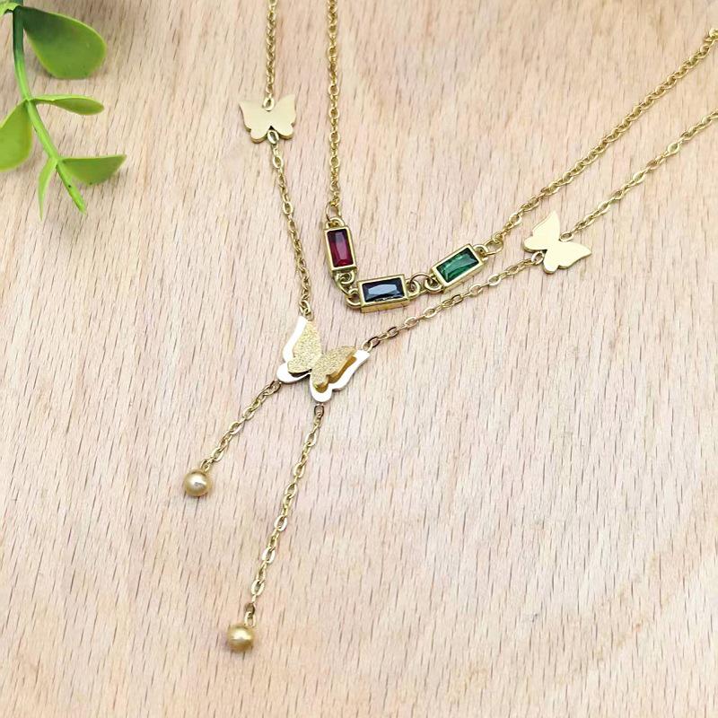 Elegant Women's T-Shaped Titanium Steel Necklace - Light Luxury Style Clavicle Jewelry