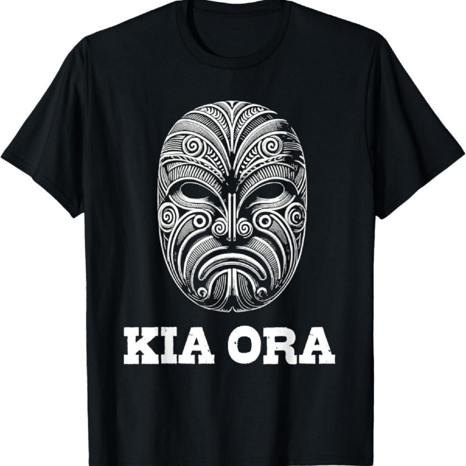 Kia Ora Маори Маска Новая Зеландия Страна Киви Аотеароа NZ Футболка XXXXXL чёрный