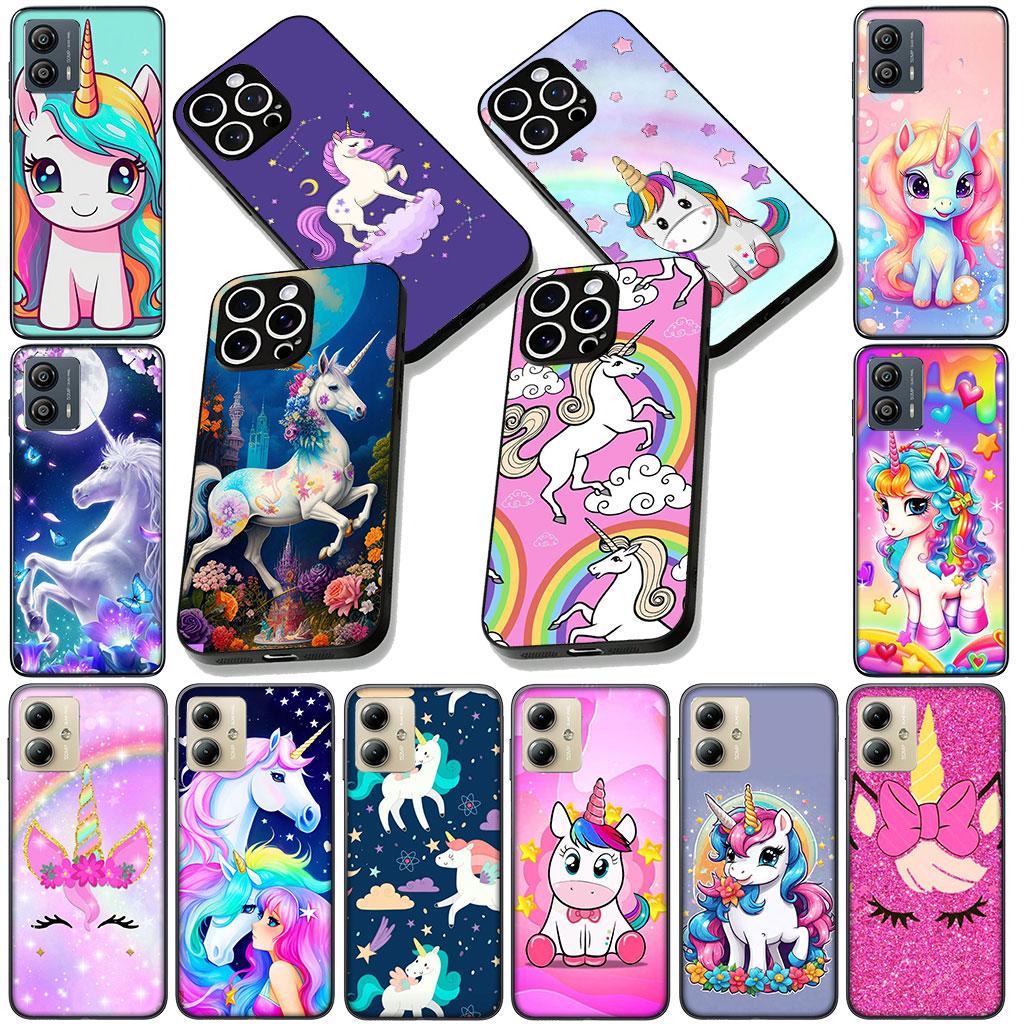 Cover for Motorola Moto Edge 50 30 Fusion 40 NEO Ultra Pro E14 G20 E15 G35 G84 G13 G53 Phone Case Anime Unicorn Cartoon Horse