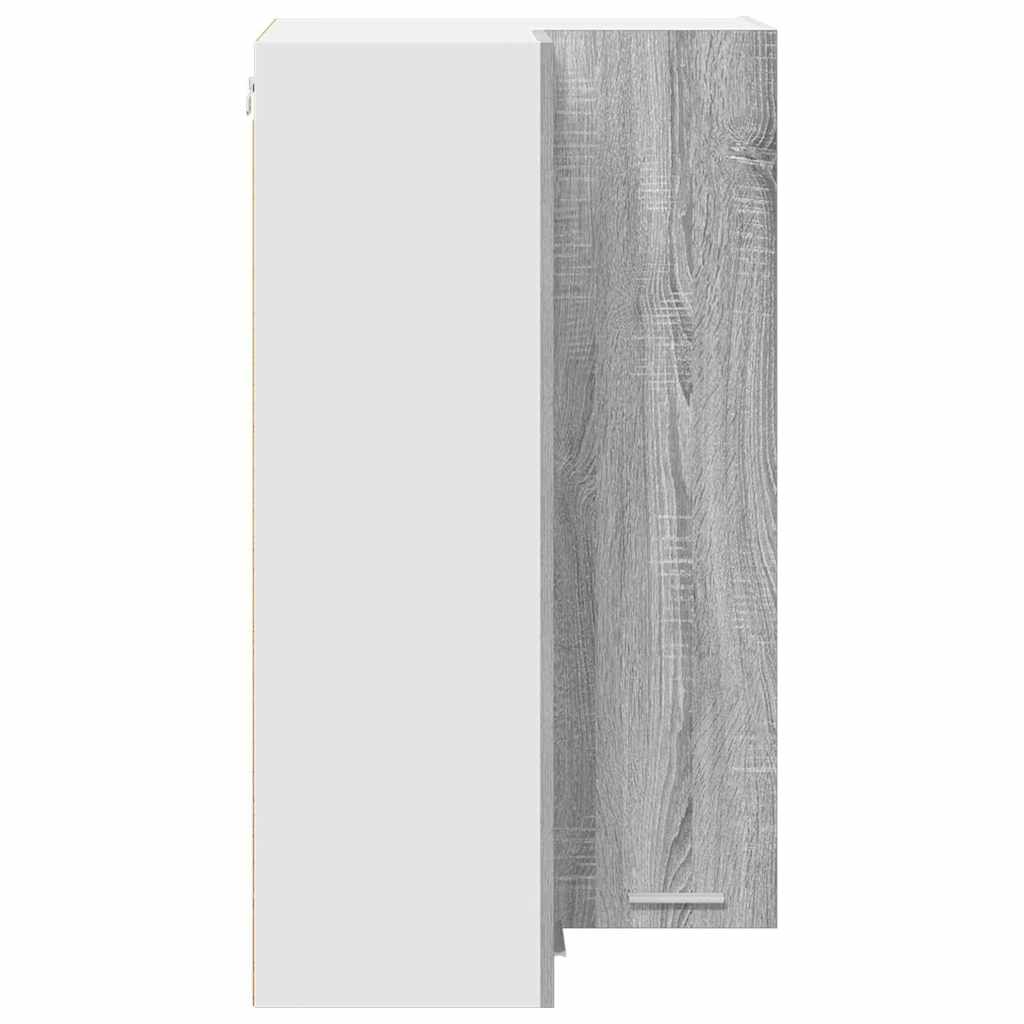 Hanging Corner Cabinet with Storage Grey Sonoma and White 57 X 57 X 100 Cm