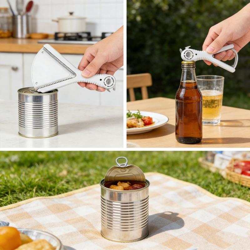 Multifunctional Plastic Can And Bottle Opener Ergonomic Grip,Easy Lid Open For Easy Use Home Kitchens