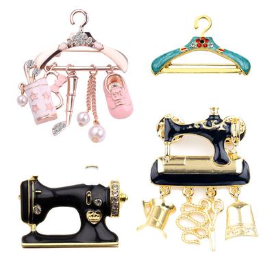 European and American Fashion Women's Creative Hanger Sewing Machine Ins Brooch Literary Pin Bag Clothes Accessories