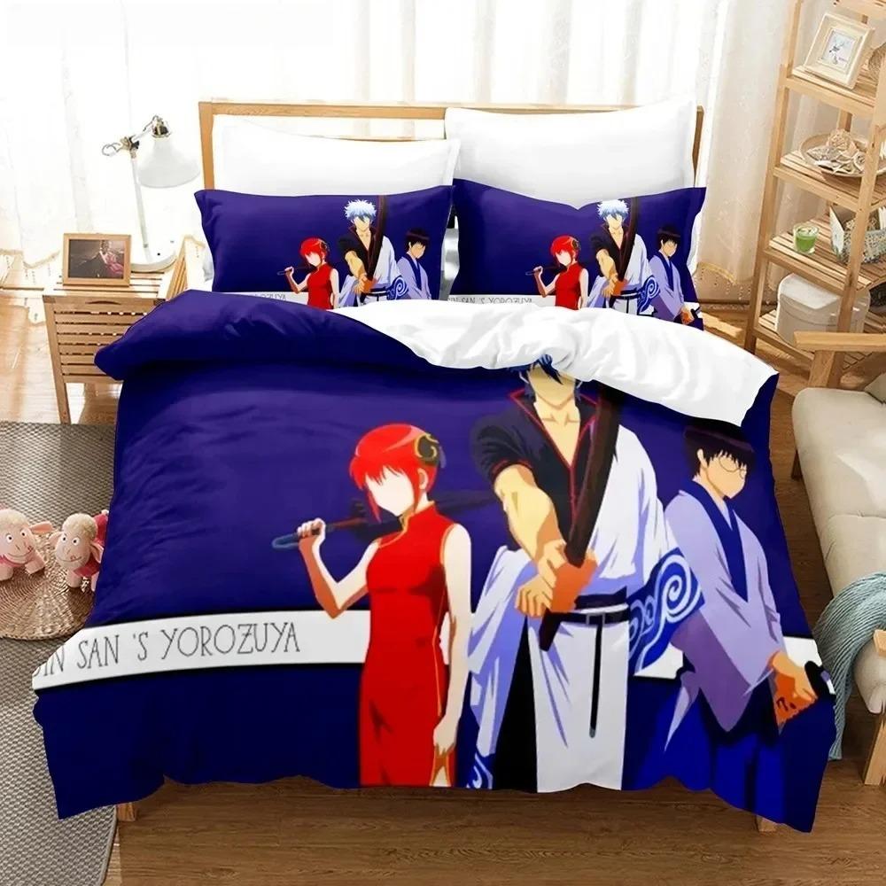 NEW 3D Anime Gintama Bedding Set Quilt Cover Pillowcases Single Double Full Queen King Kids Teens 3D Sakata Gintoki Duvet Cover