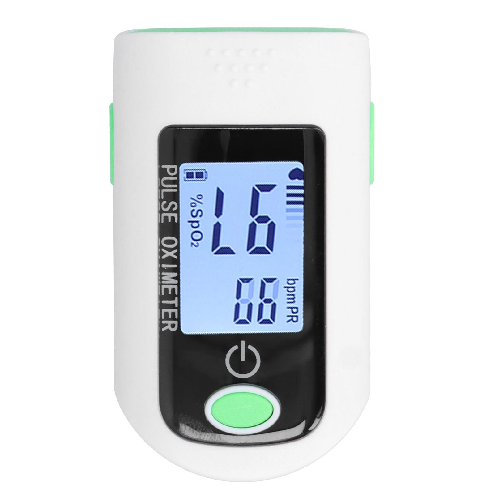 

Fingertip Pulse Oximeter Blood Oxygen Saturation Monitor Heart Rate Meter Fast Measurement with зелёный