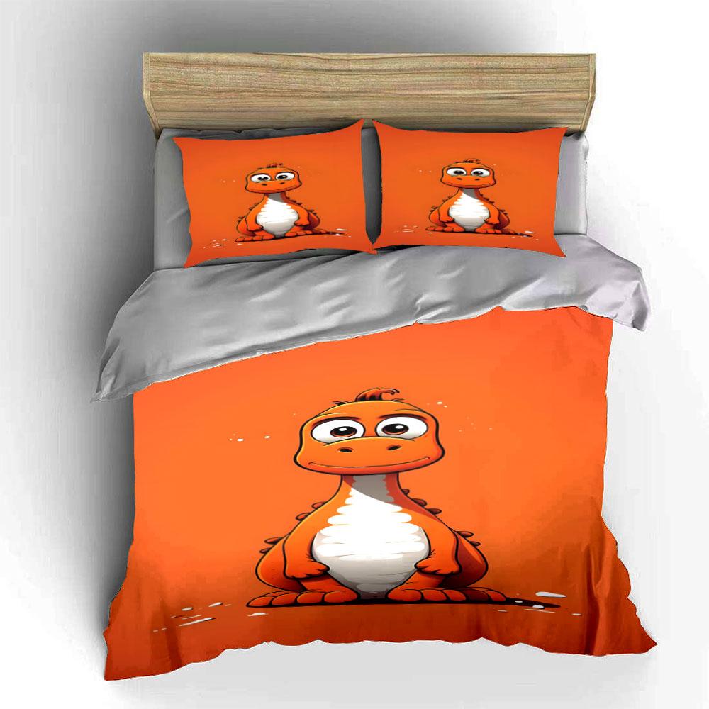 Orange Cartoon Dinosaur Design. Bedding Sets Duvet Cover Sets Duvet Covers Pillowcases(1 * Duvet Cover 2 * Pillowcases, Without Duvet Insert)