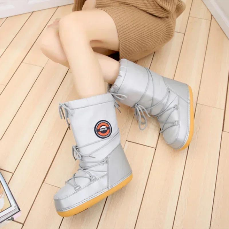 Fashion Women Boots Women Winter Parent-child Snow Boots Fashion Warm Lace Up Platform Shoes for Women Waterproof Non-slip Space Boots