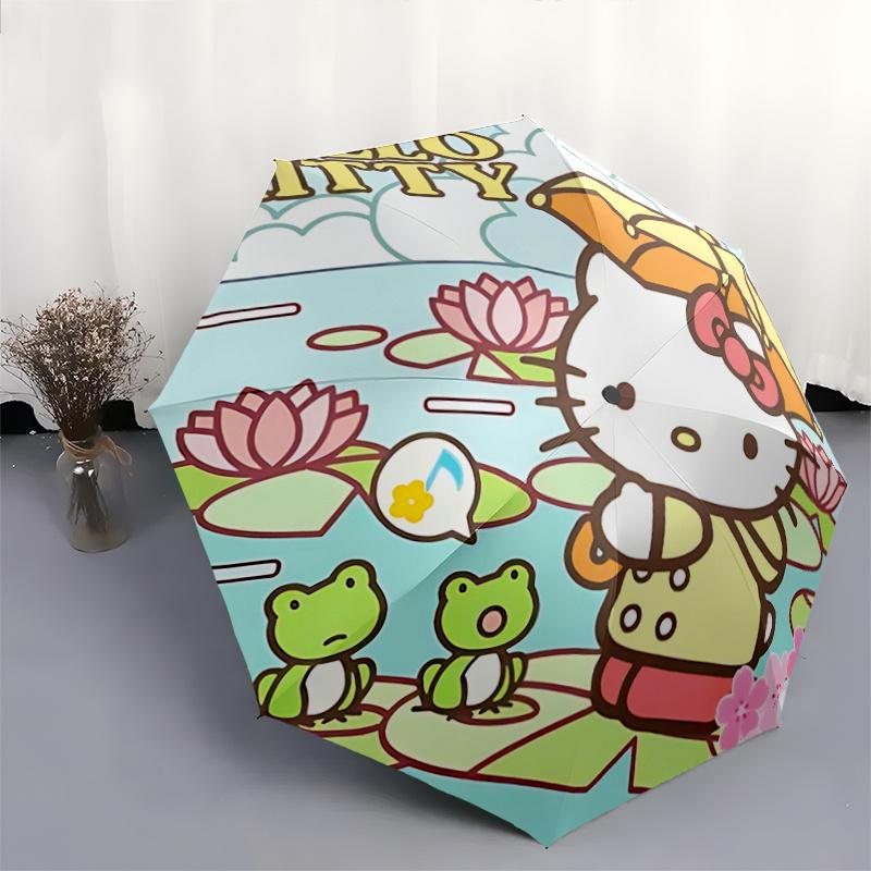 1pc Hello Kitty Automatic Opening/Closing Umbrella with Portable Tri-Fold Design, 8-Bone Iron Frame Outdoor Umbrella - Perfect Gift for Fans, Traveler